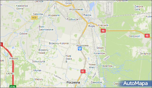 mapa Wrzosowa, Wrzosowa na mapie Targeo