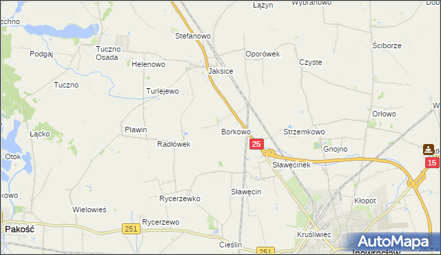 mapa Borkowo gmina Inowrocław, Borkowo gmina Inowrocław na mapie Targeo