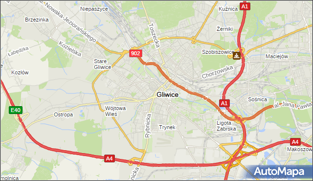 mapa Gliwic, Gliwice na mapie Targeo
