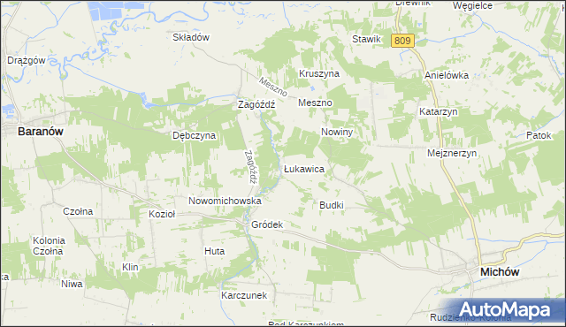 mapa Łukawica gmina Baranów, Łukawica gmina Baranów na mapie Targeo