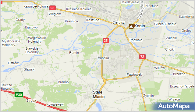 mapa Posoka gmina Stare Miasto, Posoka gmina Stare Miasto na mapie Targeo