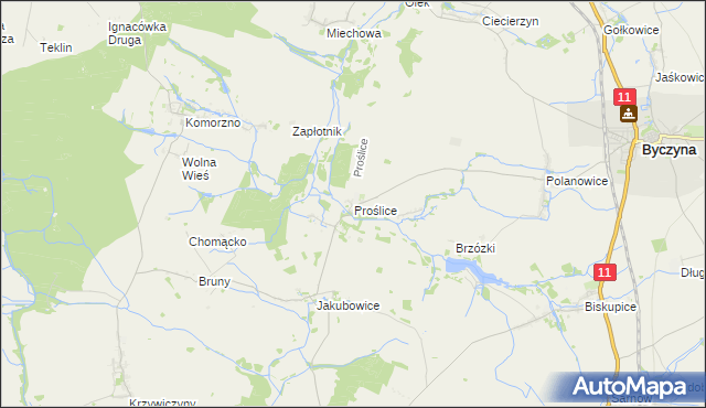 mapa Proślice, Proślice na mapie Targeo