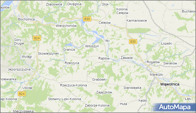 mapa Rąblów, Rąblów na mapie Targeo