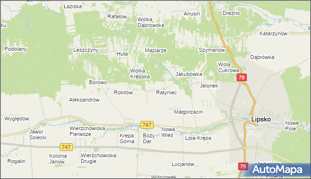 mapa Ratyniec, Ratyniec na mapie Targeo