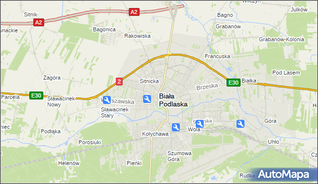 mapa Białej Podlaskiej, Biała Podlaska na mapie Targeo