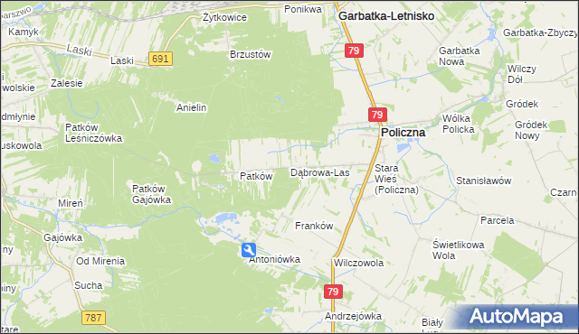 mapa Dąbrowa-Las, Dąbrowa-Las na mapie Targeo