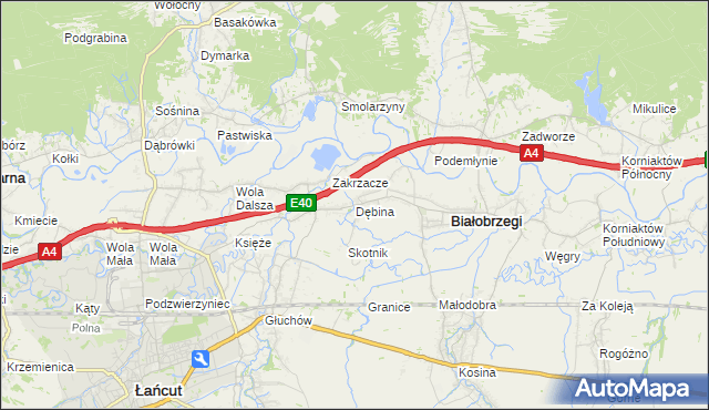 mapa Dębina gmina Białobrzegi, Dębina gmina Białobrzegi na mapie Targeo