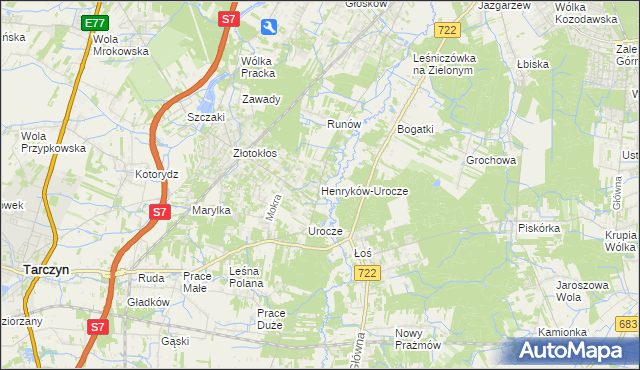 mapa Henryków-Urocze, Henryków-Urocze na mapie Targeo