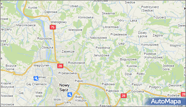 mapa Januszowa, Januszowa na mapie Targeo