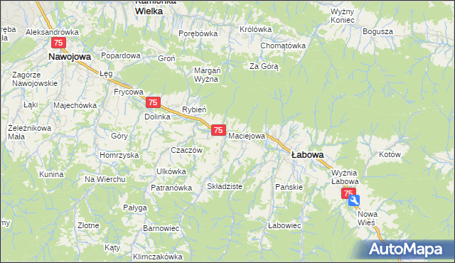 mapa Maciejowa, Maciejowa na mapie Targeo