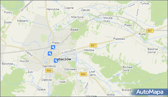 mapa Młodów gmina Lubaczów, Młodów gmina Lubaczów na mapie Targeo