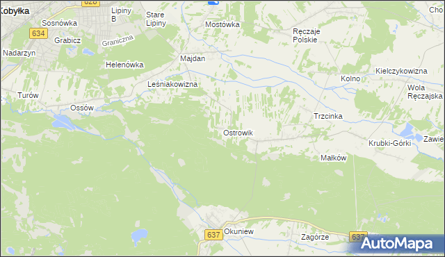 mapa Ostrowik gmina Poświętne, Ostrowik gmina Poświętne na mapie Targeo