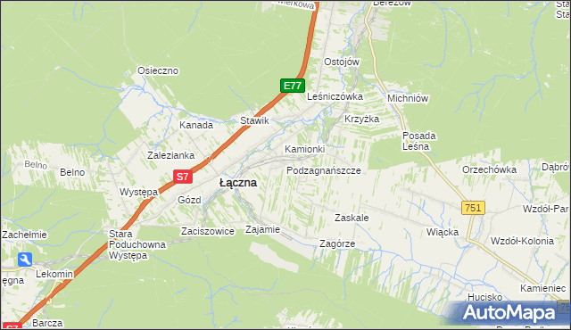 mapa Podzagnańszcze, Podzagnańszcze na mapie Targeo