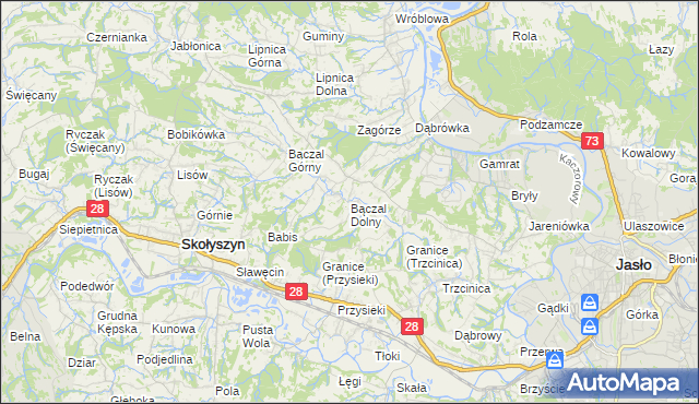 mapa Bączal Dolny, Bączal Dolny na mapie Targeo