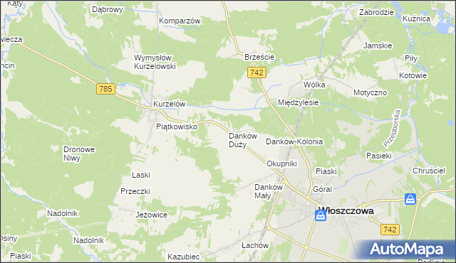 mapa Danków Duży, Danków Duży na mapie Targeo