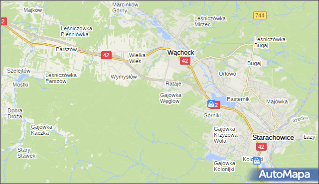 mapa Gajówka Węglów, Gajówka Węglów na mapie Targeo