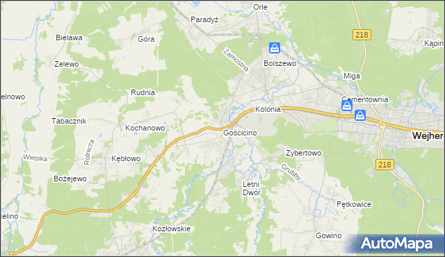 mapa Gościcino, Gościcino na mapie Targeo