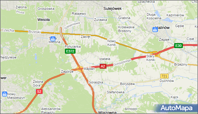 mapa Izabela gmina Wiązowna, Izabela gmina Wiązowna na mapie Targeo