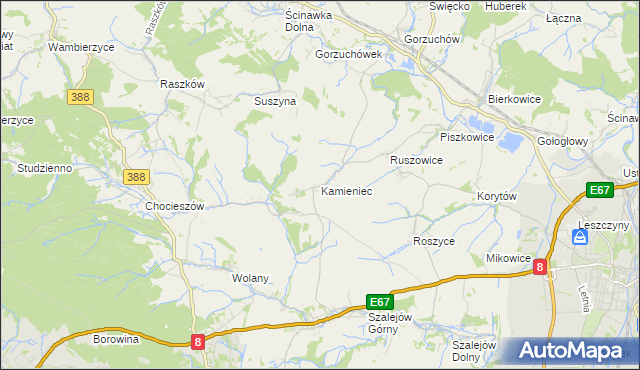 mapa Kamieniec gmina Kłodzko, Kamieniec gmina Kłodzko na mapie Targeo