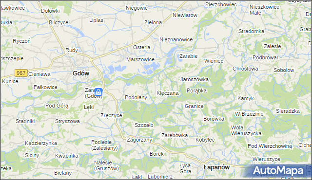 mapa Klęczana, Klęczana na mapie Targeo