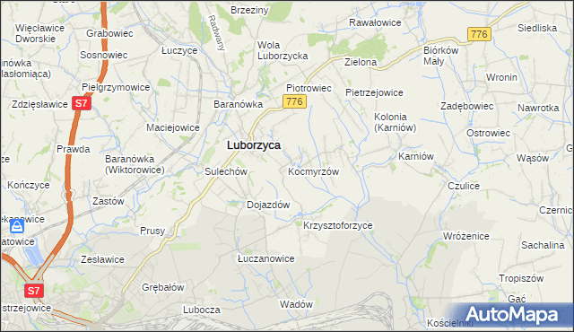 mapa Kocmyrzów, Kocmyrzów na mapie Targeo
