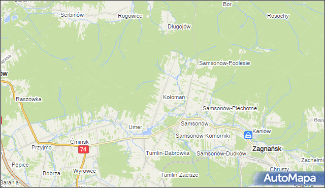 mapa Kołomań, Kołomań na mapie Targeo