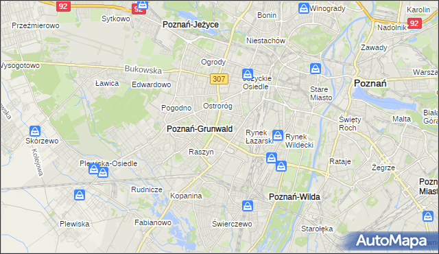 mapa Łazarz gmina Poznań, Łazarz gmina Poznań na mapie Targeo