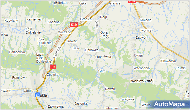mapa Lubatówka, Lubatówka na mapie Targeo