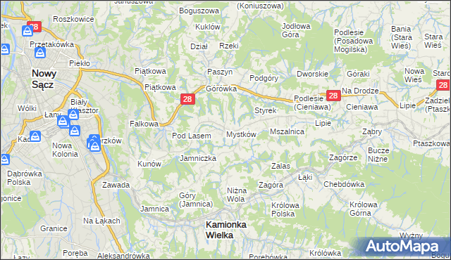 mapa Mystków, Mystków na mapie Targeo