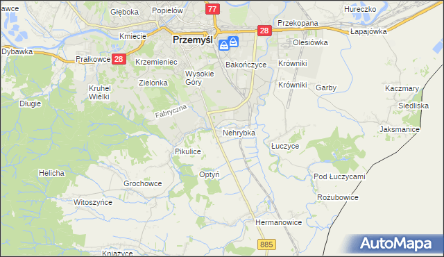 mapa Nehrybka, Nehrybka na mapie Targeo