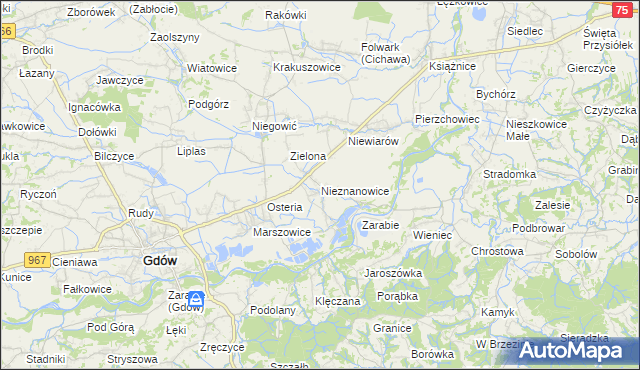 mapa Nieznanowice gmina Gdów, Nieznanowice gmina Gdów na mapie Targeo