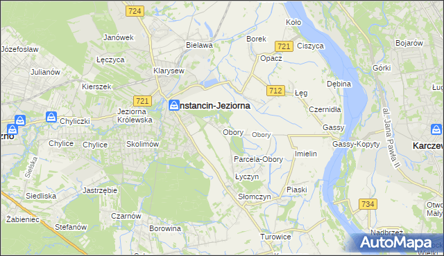 mapa Obory gmina Konstancin-Jeziorna, Obory gmina Konstancin-Jeziorna na mapie Targeo