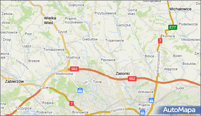 mapa Pękowice, Pękowice na mapie Targeo