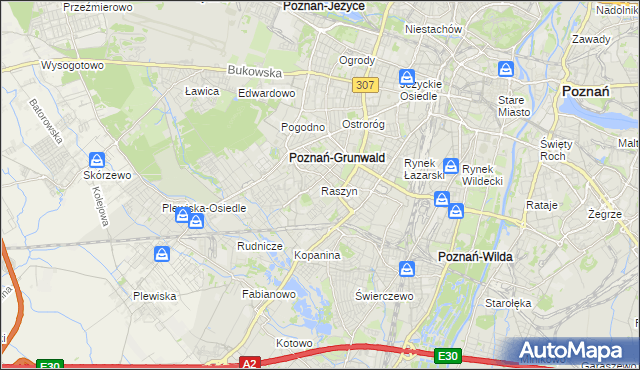 mapa Raszyn gmina Poznań, Raszyn gmina Poznań na mapie Targeo