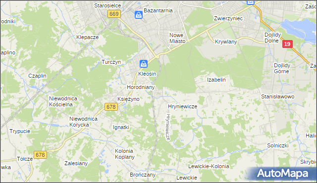 mapa Śródlesie gmina Juchnowiec Kościelny, Śródlesie gmina Juchnowiec Kościelny na mapie Targeo