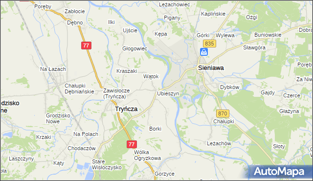 mapa Ubieszyn, Ubieszyn na mapie Targeo