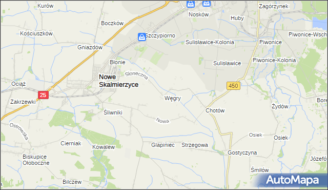 mapa Węgry gmina Nowe Skalmierzyce, Węgry gmina Nowe Skalmierzyce na mapie Targeo
