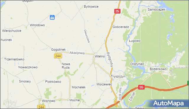 mapa Wtelno, Wtelno na mapie Targeo