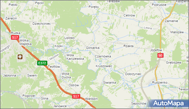 mapa Czarnówka gmina Wiązowna, Czarnówka gmina Wiązowna na mapie Targeo