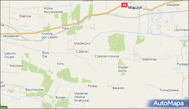mapa Cześniki-Kolonia, Cześniki-Kolonia na mapie Targeo