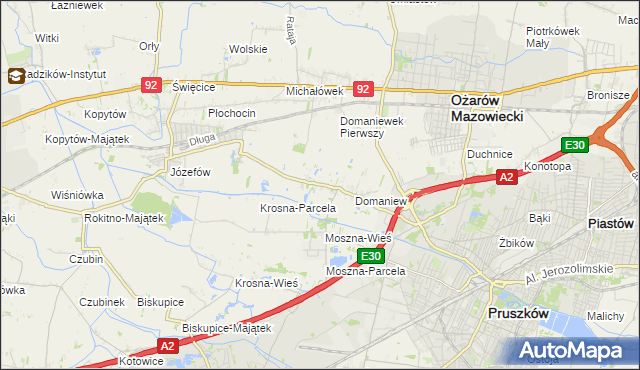 mapa Domaniewek gmina Brwinów, Domaniewek gmina Brwinów na mapie Targeo