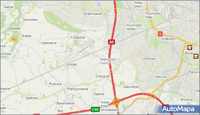 mapa Mokronos Górny, Mokronos Górny na mapie Targeo