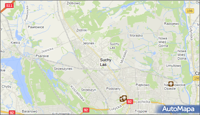 mapa Suchy Las powiat poznański, Suchy Las powiat poznański na mapie Targeo