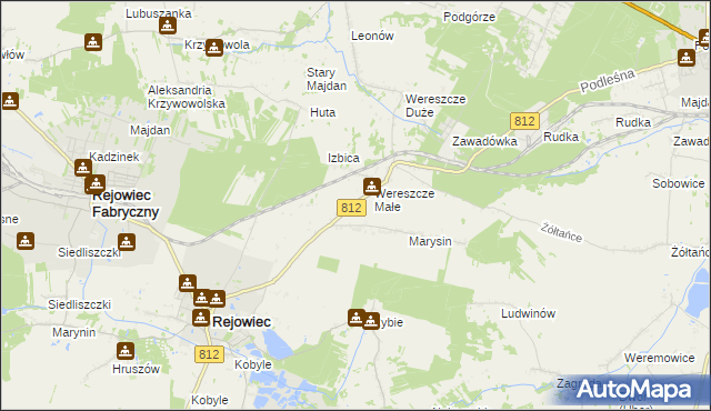 mapa Adamów gmina Rejowiec, Adamów gmina Rejowiec na mapie Targeo