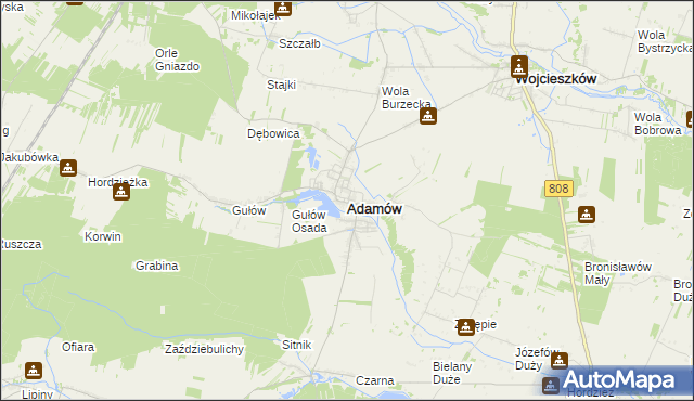 mapa Adamów powiat łukowski, Adamów powiat łukowski na mapie Targeo