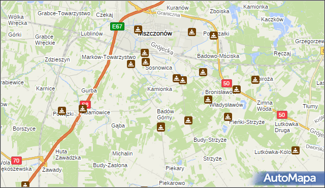mapa Adamówek gmina Mszczonów, Adamówek gmina Mszczonów na mapie Targeo