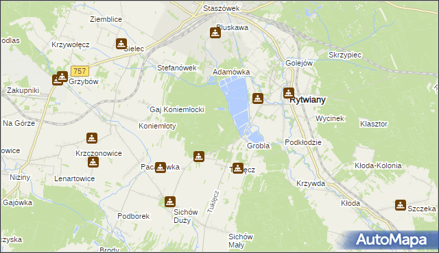 mapa Adamówka gmina Rytwiany, Adamówka gmina Rytwiany na mapie Targeo