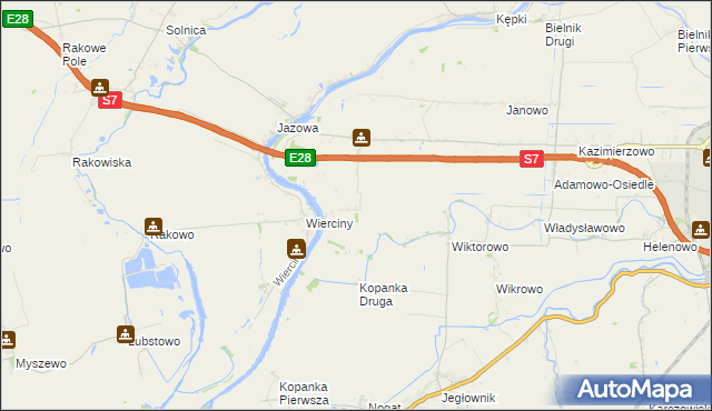 mapa Adamowo gmina Elbląg, Adamowo gmina Elbląg na mapie Targeo