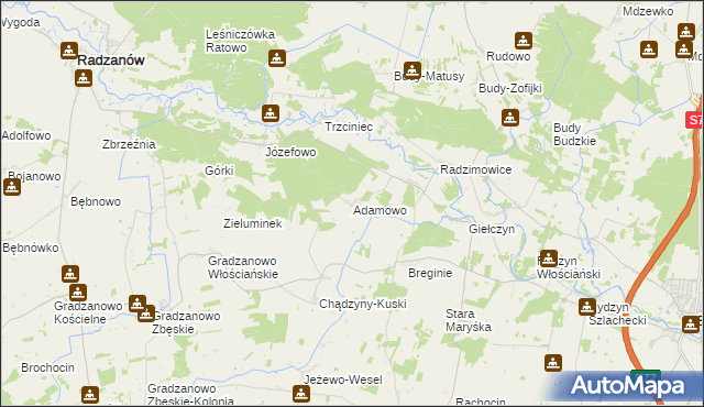 mapa Adamowo gmina Strzegowo, Adamowo gmina Strzegowo na mapie Targeo