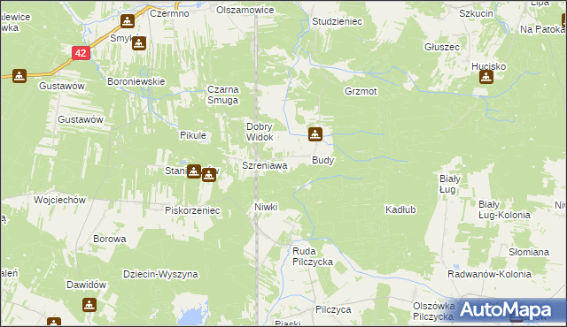 mapa Adelinów gmina Fałków, Adelinów gmina Fałków na mapie Targeo